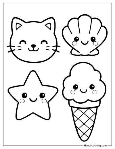 Cute Sticker Collection Coloring Page