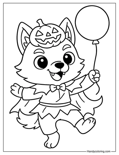 Cute Werewolf Halloween Coloring Page