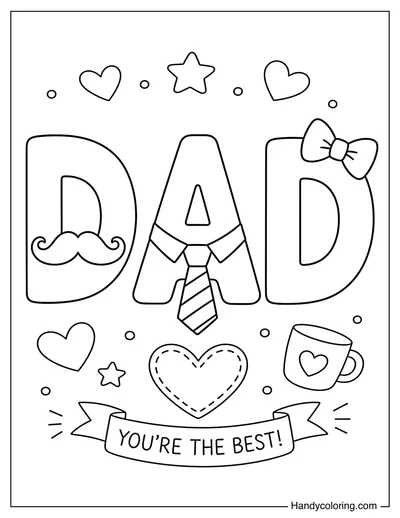 DAD Letters with Mustache and Tie