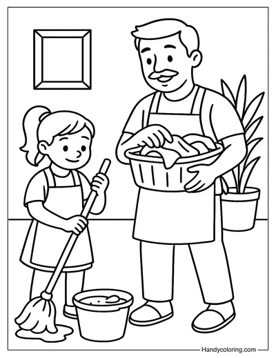 Dad's Little Helper Coloring Page