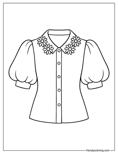 Daisy Collar Blouse Coloring Page