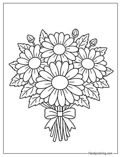 Daisy Flower Bouquet Coloring Page