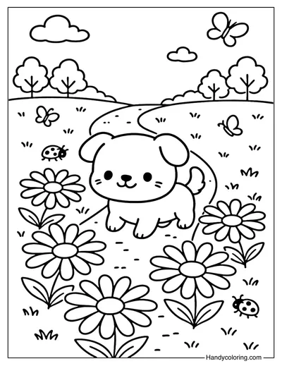 Daisy Path Coloring Page