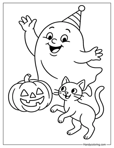 Dancing Ghost Coloring Page