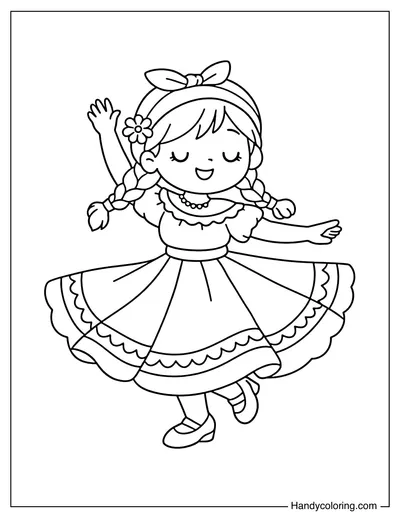 Dancing Girl in a Traditional Dress