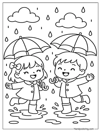 Dancing in the Rain Coloring Page