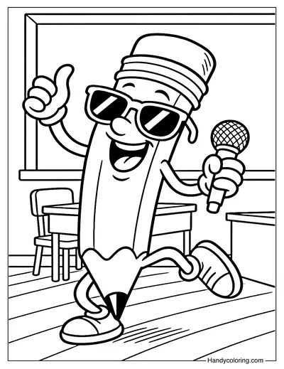 Dancing Pencil Coloring Page