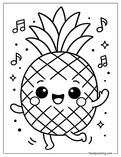 Dancing Pineapple Coloring Page