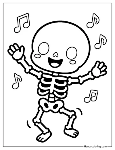 Dancing Skeleton Coloring Page