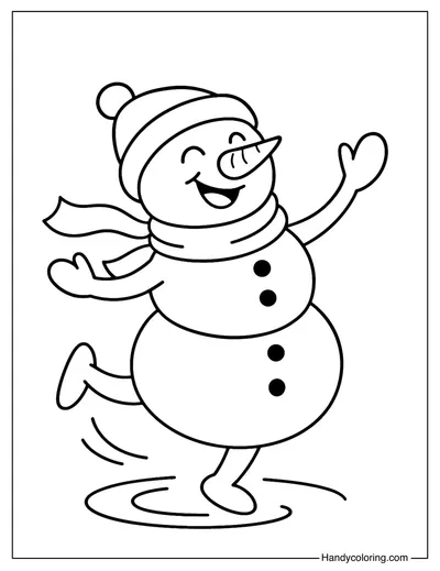 Dancing Snowman Coloring Page