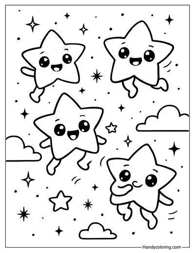 Dancing Stars Coloring Page