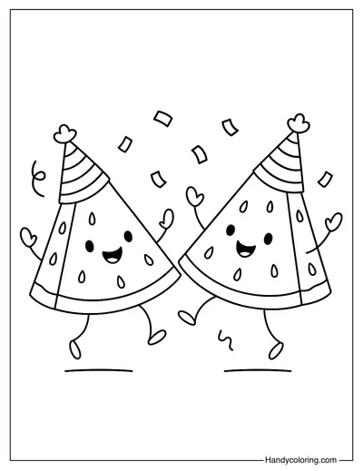 Dancing Watermelon Duo Coloring Page