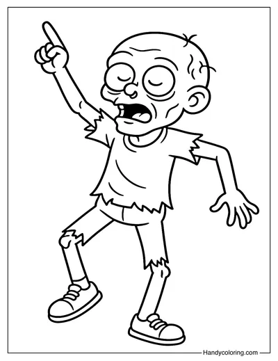 Dancing Zombie Coloring Page