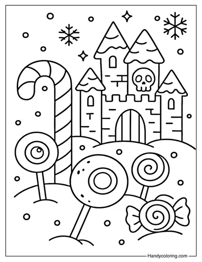 Dark Candy Wonderland Coloring Page