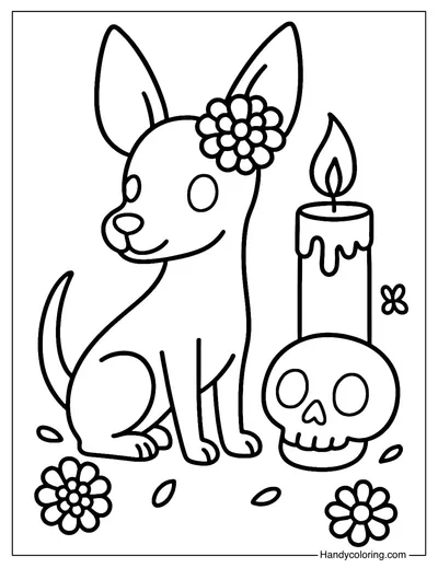 Day of the Dead Dog Coloring Page