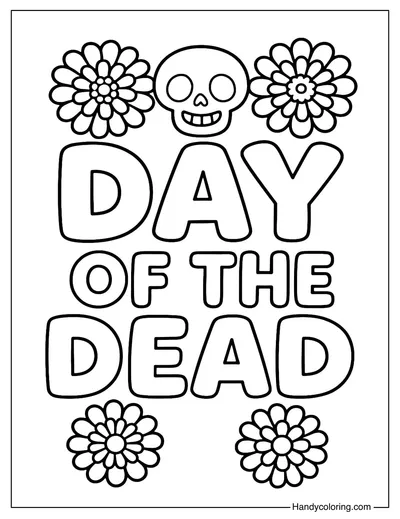 Day of the Dead Floral Coloring Page