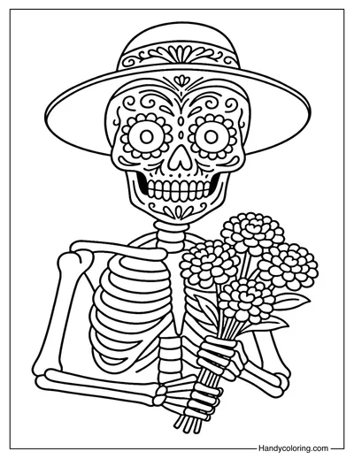 Day of the Dead Skeleton Coloring Page