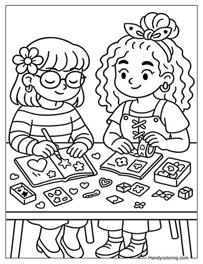 Decorating Notebooks Coloring Page