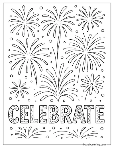Decorative Fireworks Coloring Page