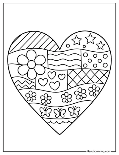 Decorative Heart Pattern Coloring Page