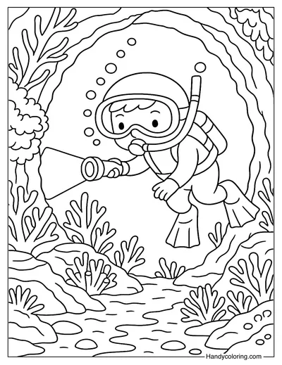 Deep Sea Explorer Coloring Page