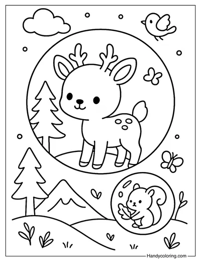 Deer Bubble Coloring Page
