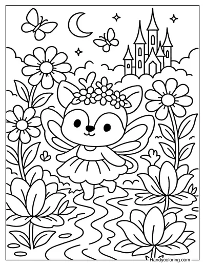 Deer Princess Coloring Page