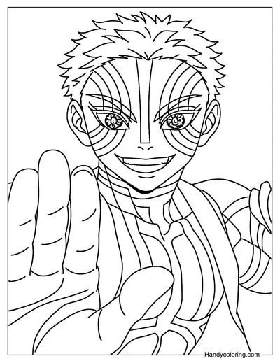 Demon Slayer Infinity Castle Coloring Page Akaza