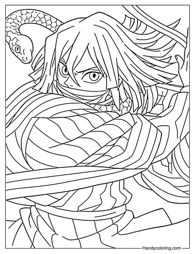 Demon Slayer Infinity Castle Coloring Page Obanai