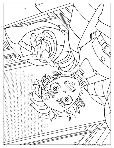 Demon Slayer Infinity Castle Coloring Page Tanjiro