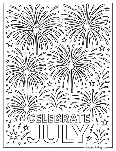 Detailed Fireworks Display Coloring Page