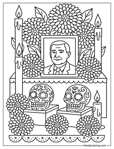 Dia de los Muertos Altar Coloring Page