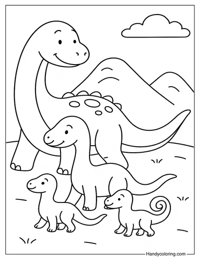 Dinosaur Family Day Coloring Page