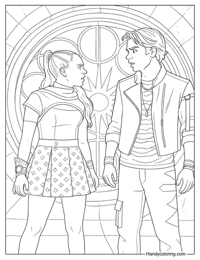 Disney Zombies 4 Coloring Page Nova and Victor