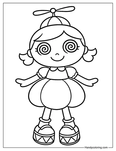 Dizzy Dot Doll Coloring Page