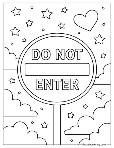 Do Not Enter with Floating Stars Coloring Page