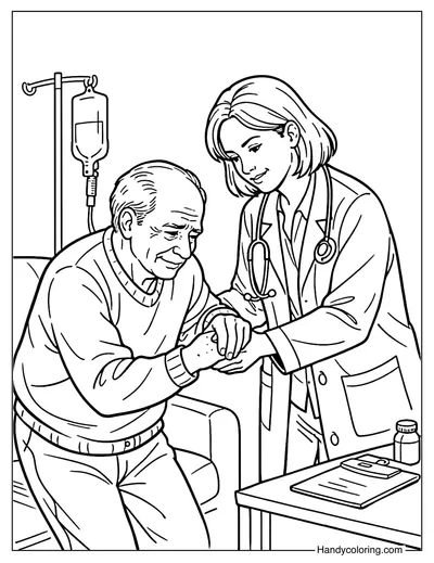 Doctor Helping Patient Coloring Page