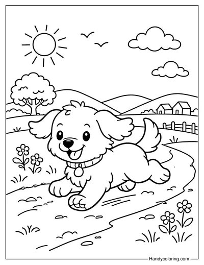 Dog Running on the Farm