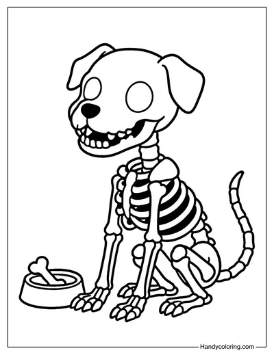 Dog Skeleton Coloring Page