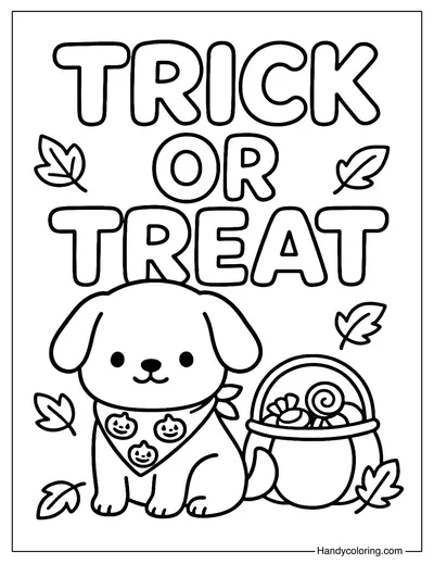 Dog Trick or Treat Coloring Page