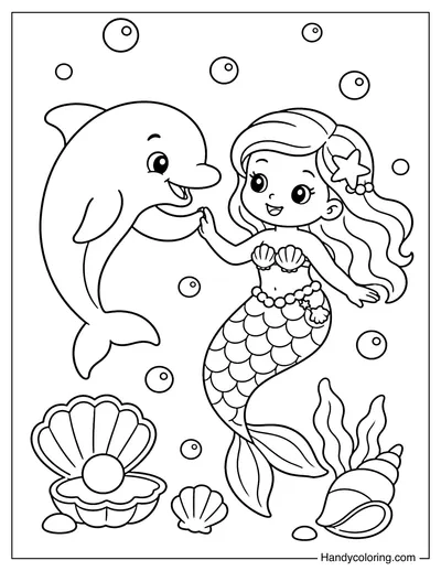 Dolphin and Mermaid Best Friends