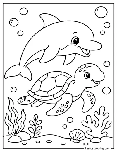 Dolphin and Sea Turtle Friends
