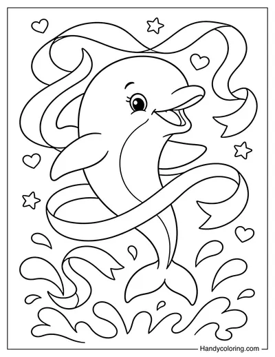 Dolphin Dancing with Ribbons