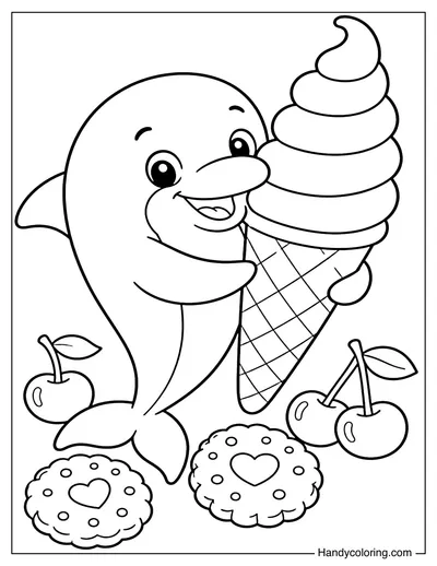 Dolphin Holding A Ice Cream Cone