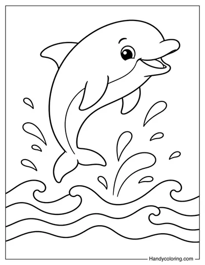 Dolphin Jumping Over Gentle Waves