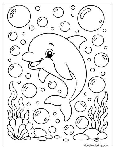 Dolphin with Floating Bubbles