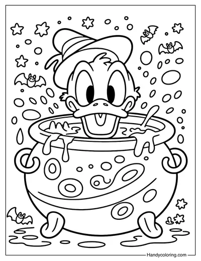 Donald Duck Halloween Coloring Page