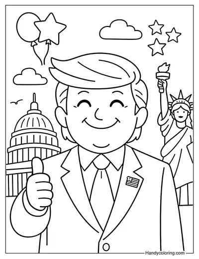 Donald Trump Coloring Page for Kids