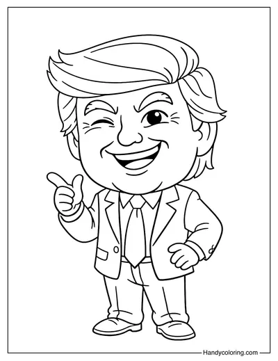 Donald Trump Playful Wink Coloring Page