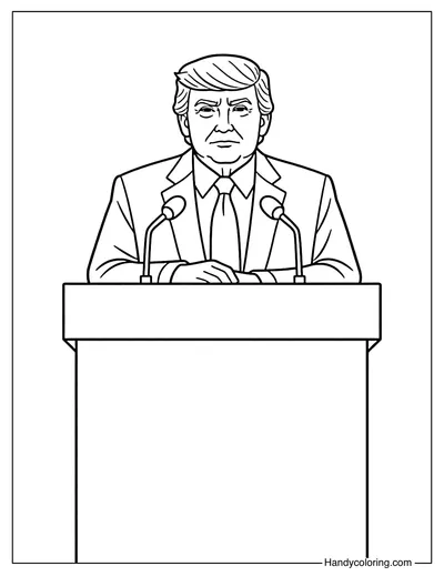 Donald Trump Speech Podium Coloring Page